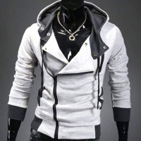 Sweat a capuche Hoodie Men Fashion Gilet sweater Outwear Gris clair